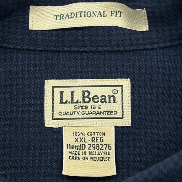LL Bean Wicked Good Flannel Shirt Men's 2XL Blue Houndstooth Button Down Outdoor - Picture 8 of 11